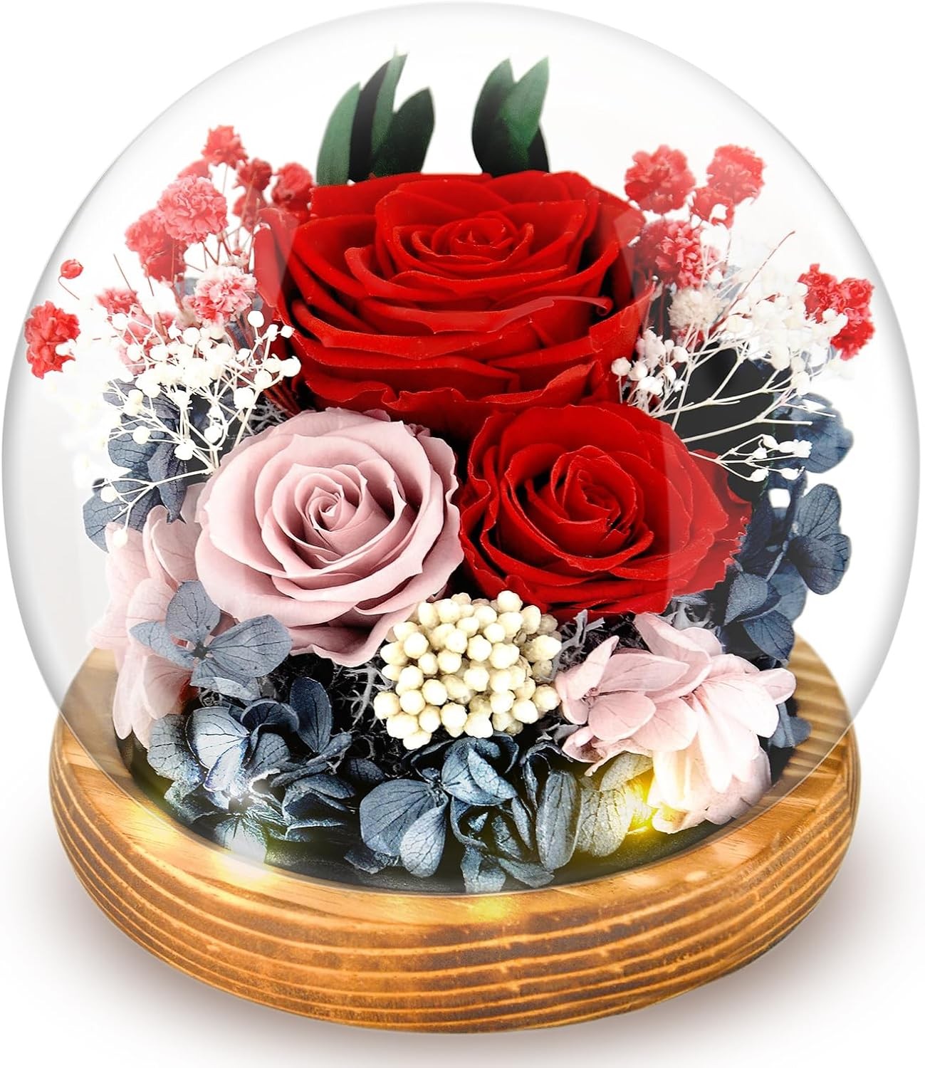 Preserved Flowers Rose in Glass Dome Forever Flowers Valentines Day Gifts for He