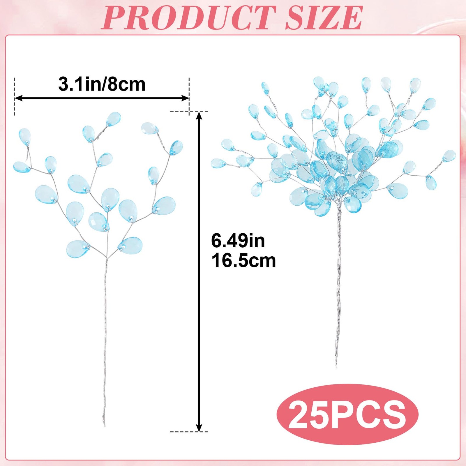 25pcs Acrylic Crystal Flower Branches Artifial Bead Drop Bouquets Glitter Flo…