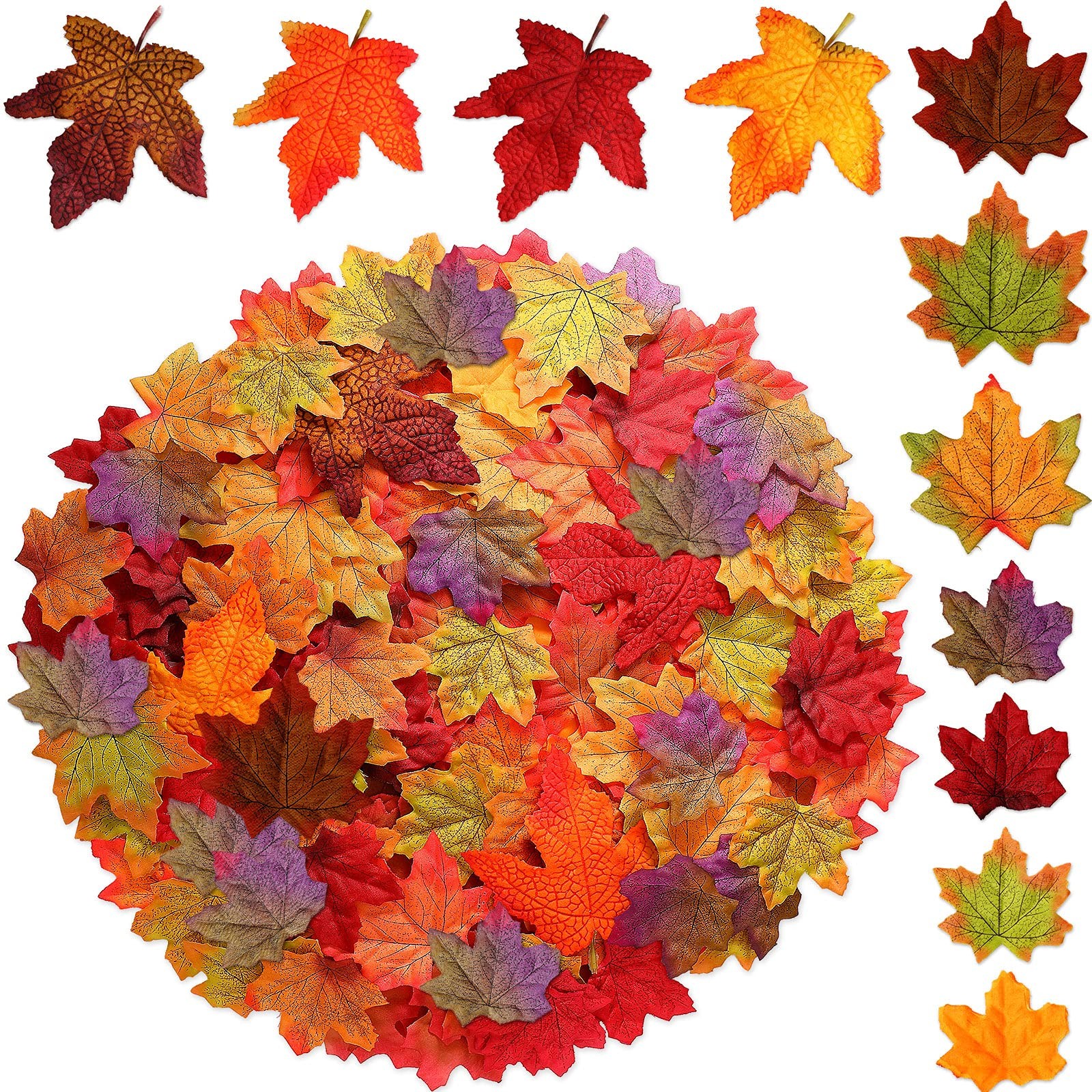 500 PCS Artificial Fall Maple Leaves Thanksgiving Fake Autumn Table Decor