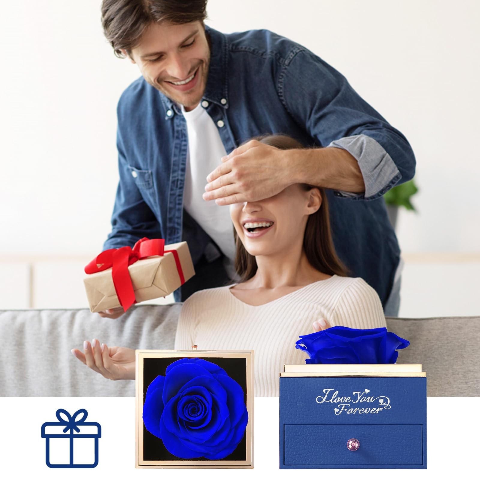 Valentines Day Gifts for Her, Preserved Real Blue Rose, Forever Flowers Rose …