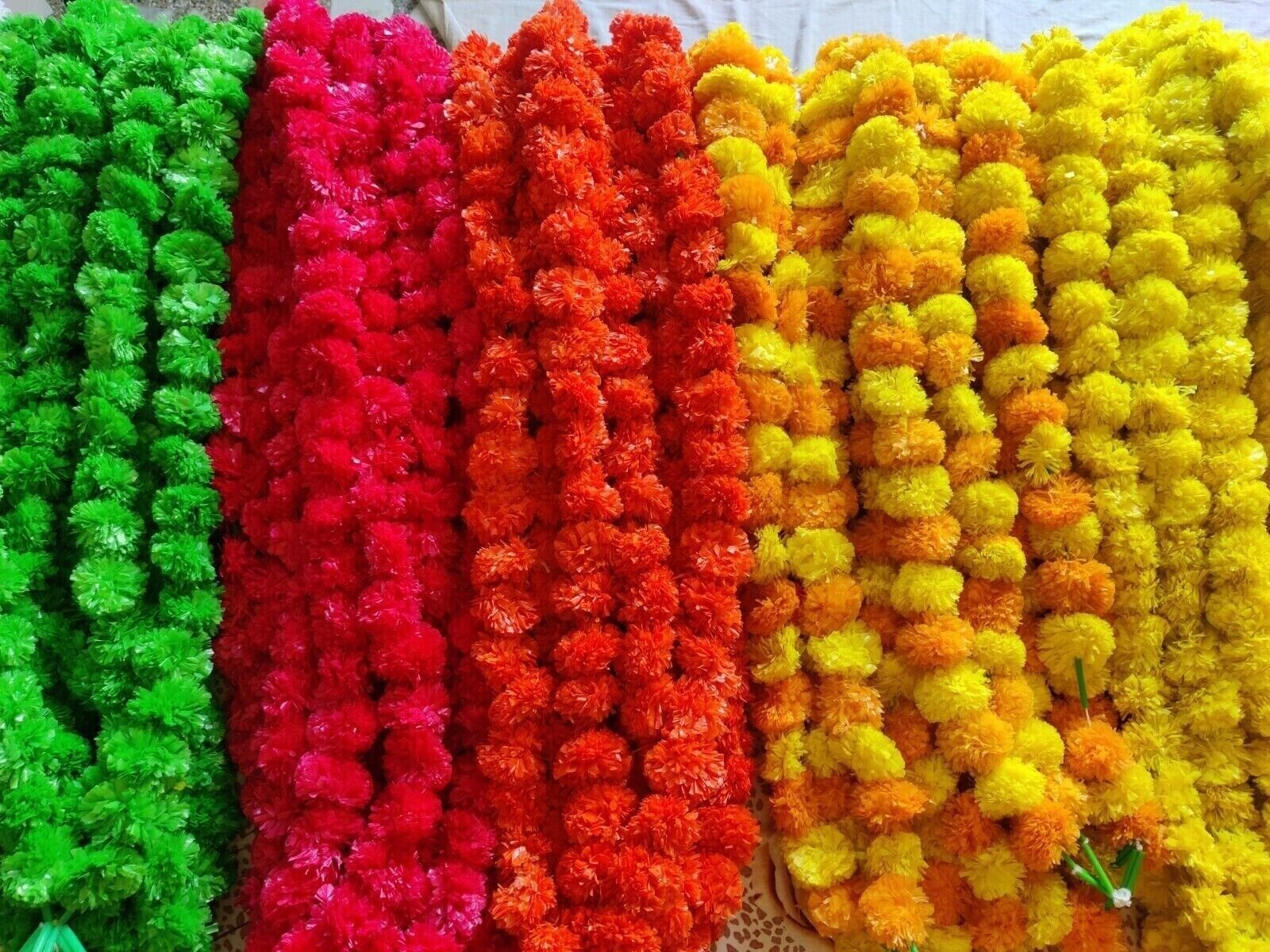 Wholesale Indian Mix Color Marigold Flower Mehndi Decoration Artificial Garlands
