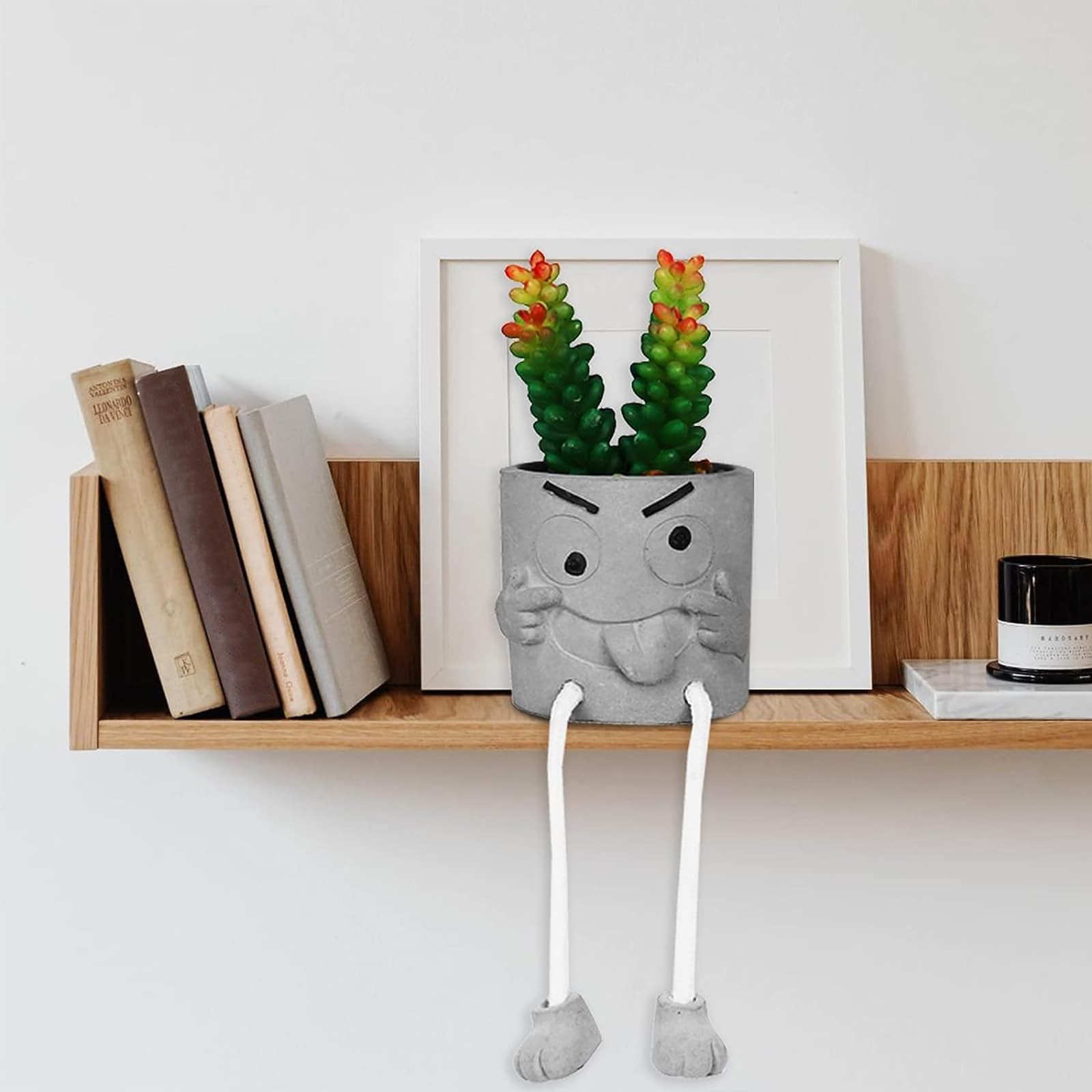 1 PCS Artificial Succulents Cement Pots Hanging Leg Kitchen Shelf Wall Decor
