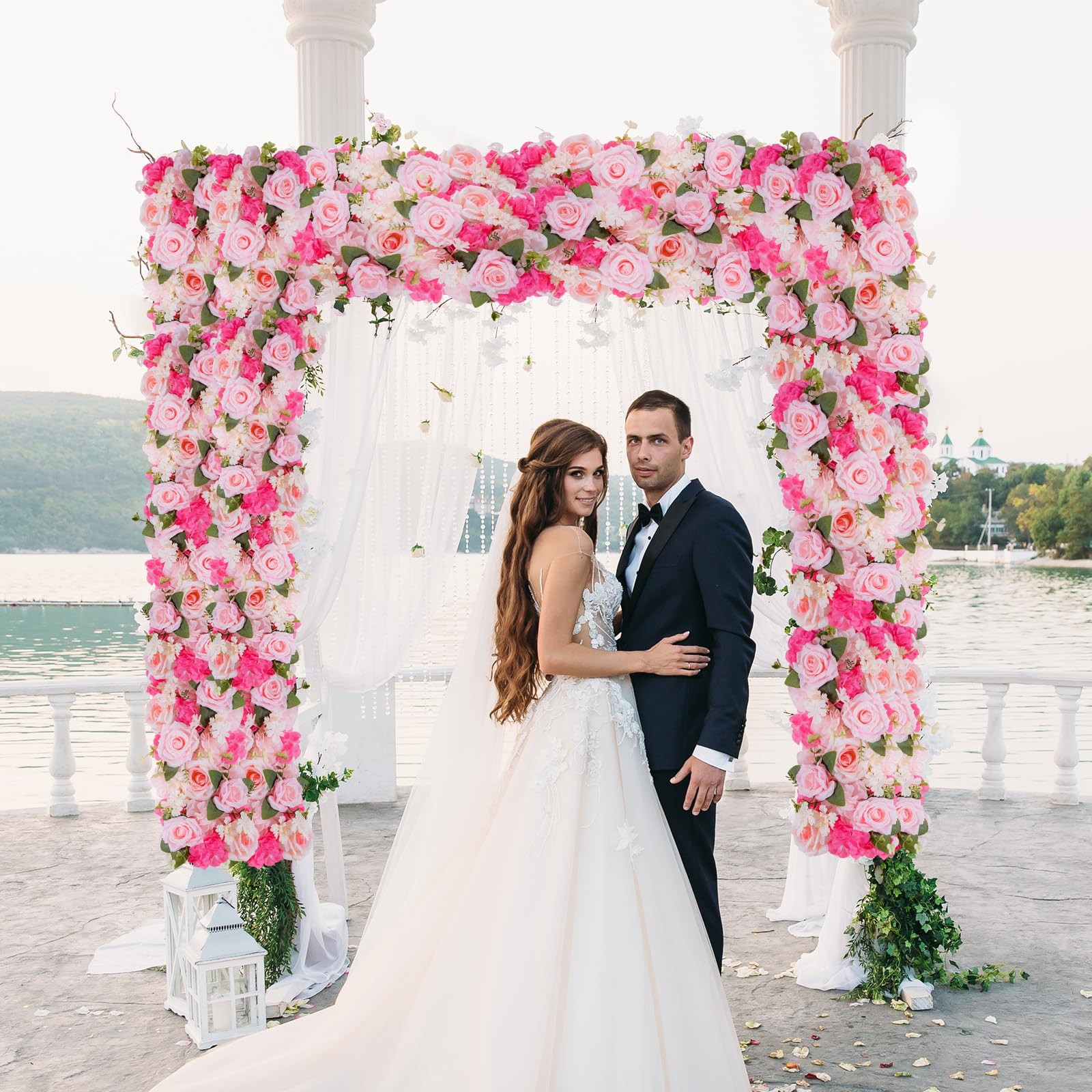 Pack of 10 Wedding Arch Decorations, 20.47 inch Artificial Flower Table Cente…