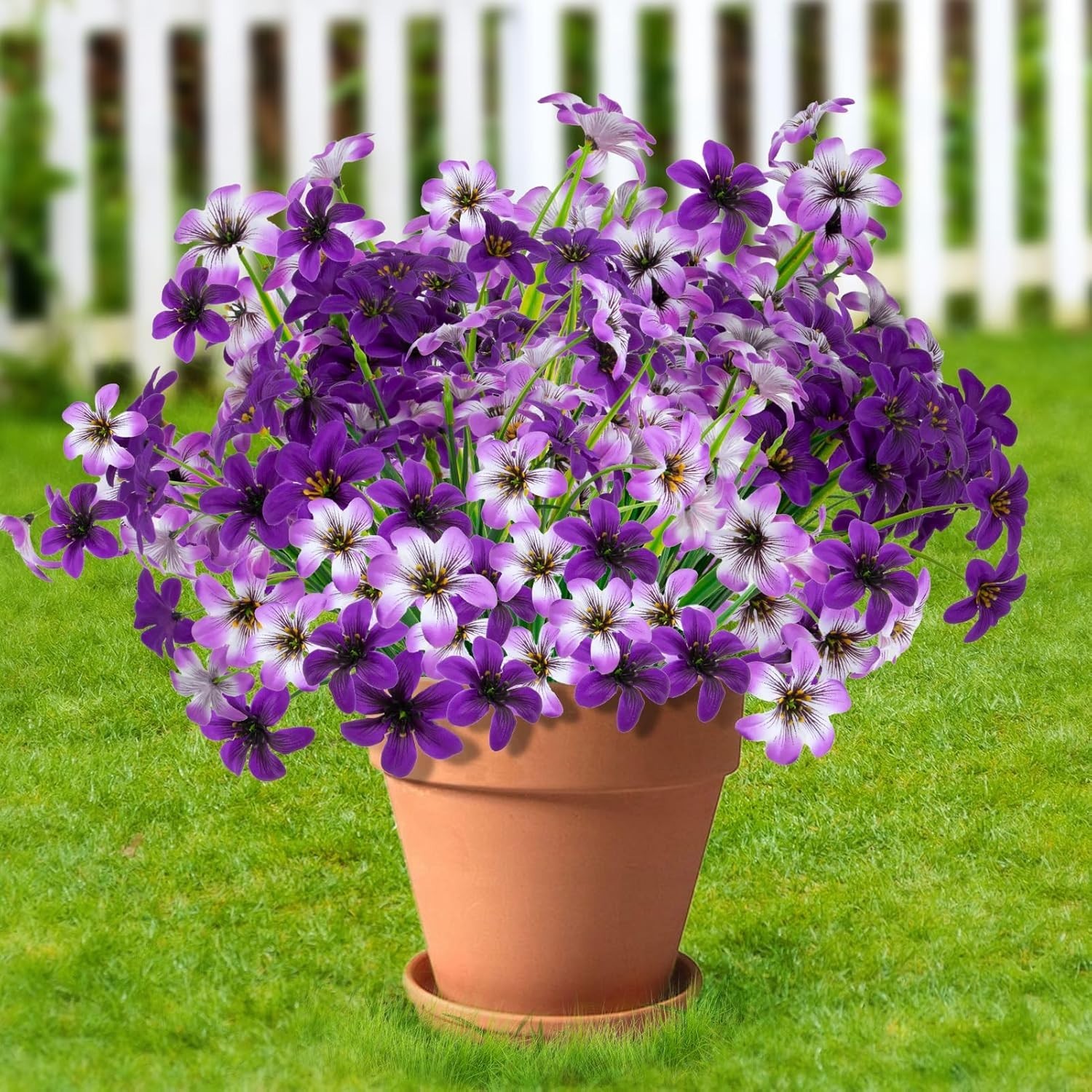 16 Bundles Artificial Flowers, UV Resistant Fake Pansy Silk Flowers, Realisti…