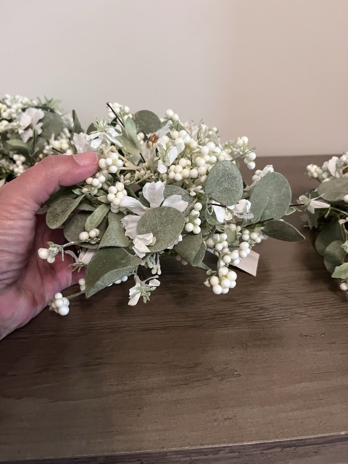 Eucalyptus And Berries Floral Centerpiece Filler White Green Country Farmhouse