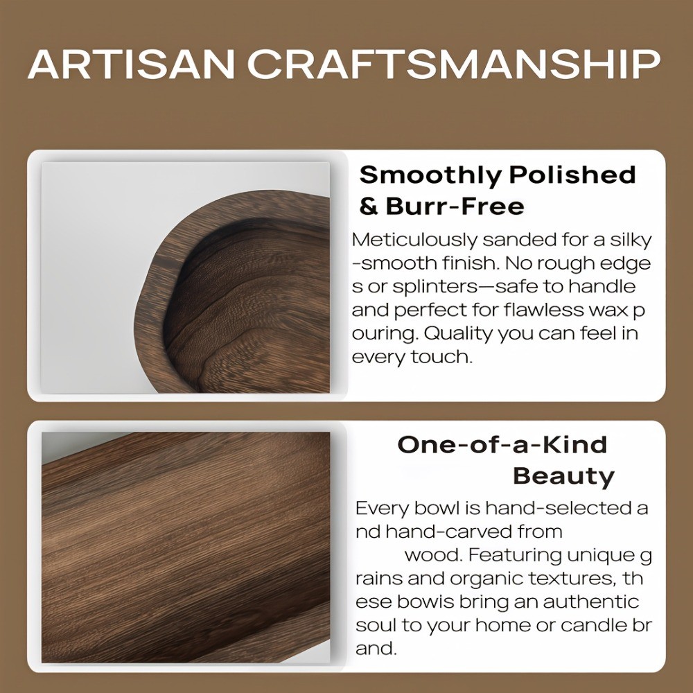 12/8/4pcs Bulk Hand-Carved Paulownia Wood Bowls Suitable for Candle Making