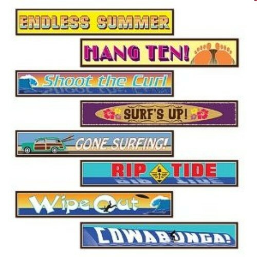 Summer Sun Pool Beach Tiki Luau Retro Signs Cardstock decor