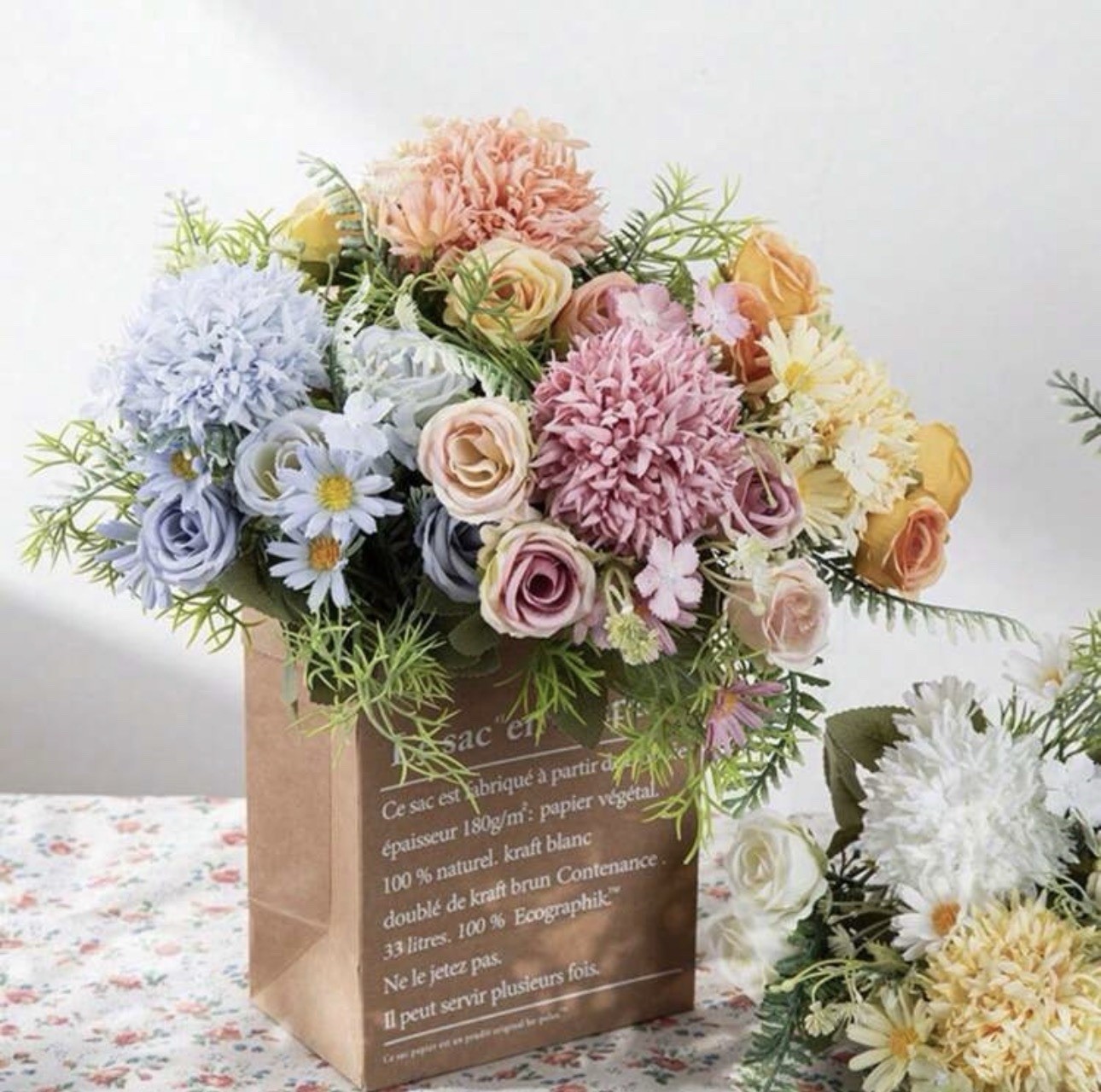4 Pack Artificial Hydrangea Rose Bouquets 11.6” Silk Flowers Wedding Decor