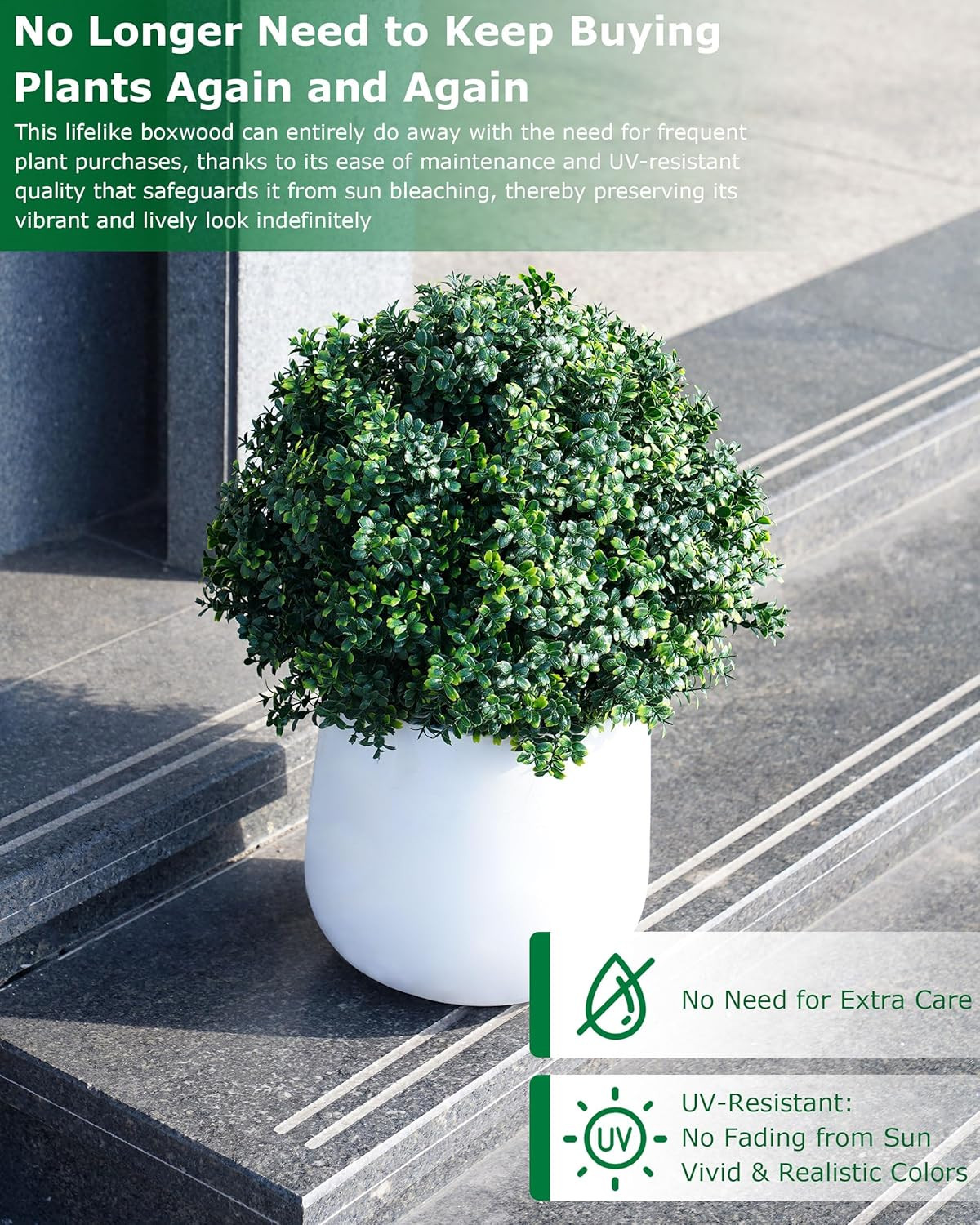 27.6″ UV Resistant Boxwood Topiary – 2 Pack Outdoor Faux Greenery Bushes