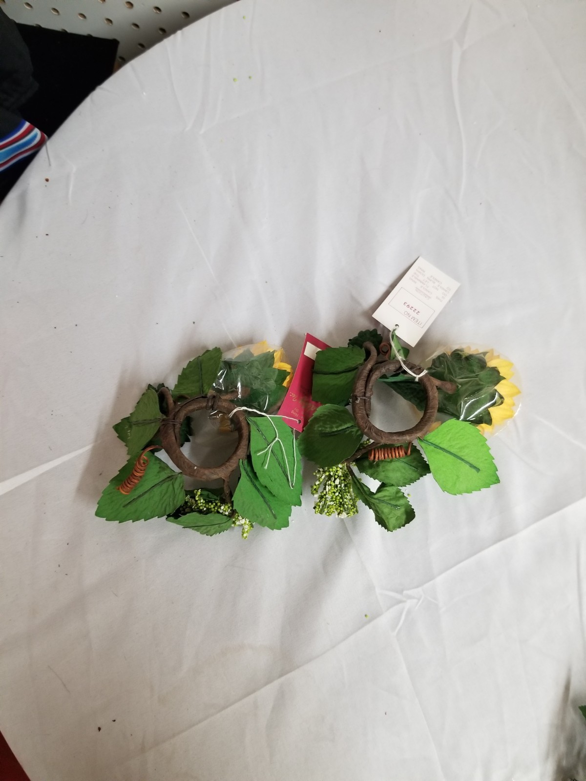 2 Vintage Sunflower 1 Inch Candle Rings NWT Made By Oddities Inc.