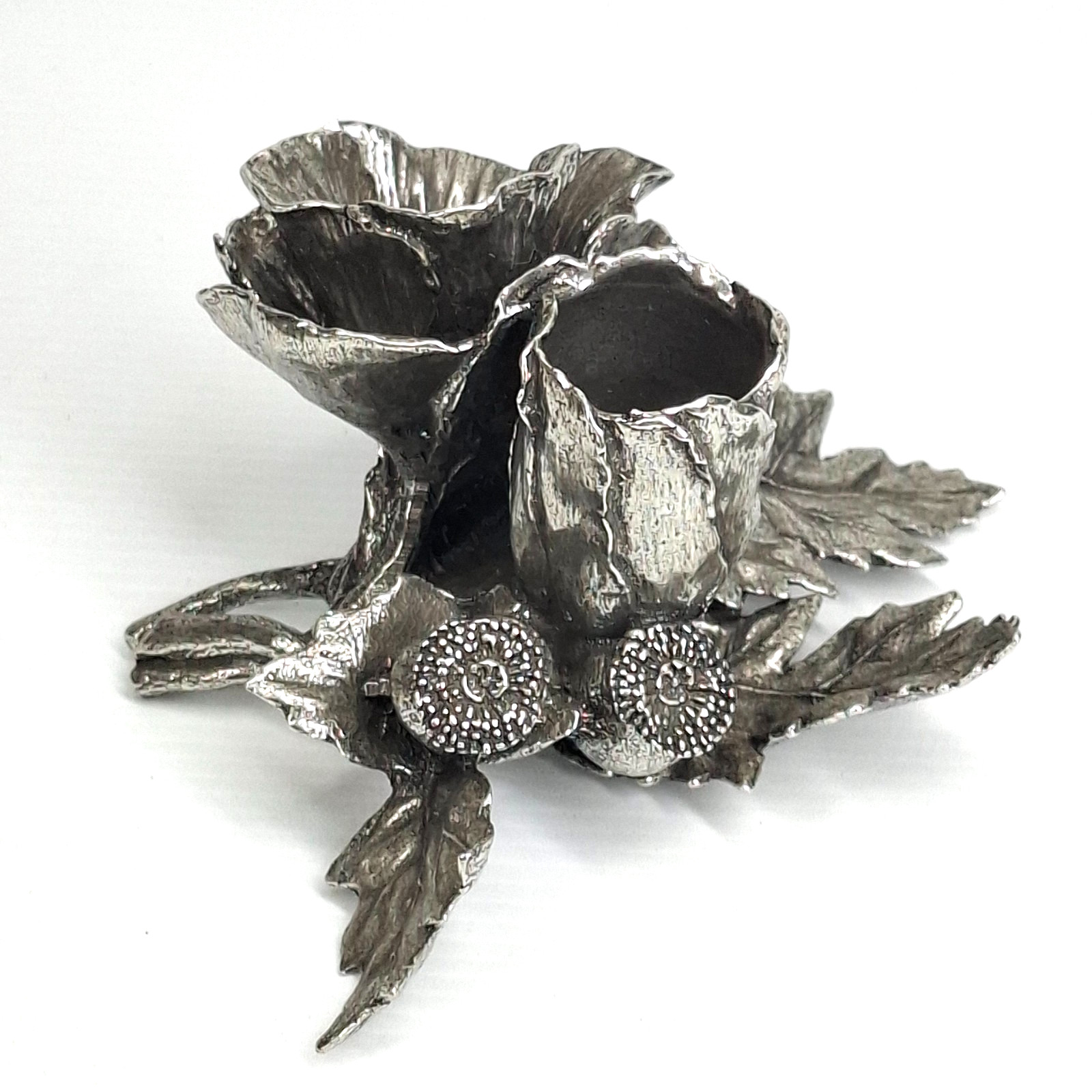 Vintage Royal Selangor Pewter Poppy Flower Candle Stick/Stand Holder Solid Heavy