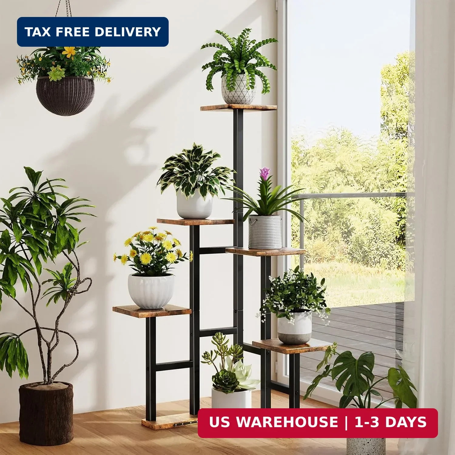 Corner Plant Stand Indoor, 6 Tiered Corner Plant Shelf Flower Stand for