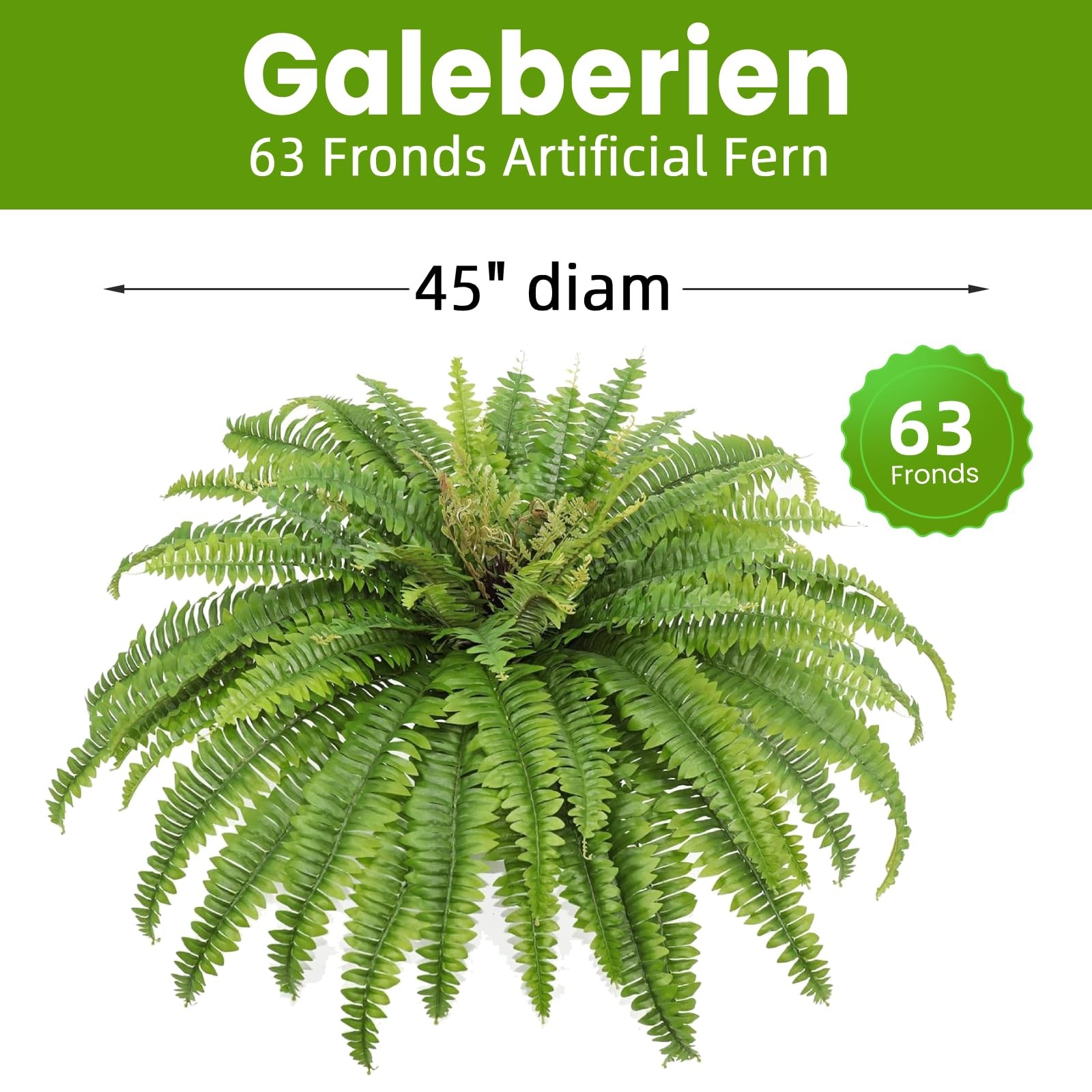 Artificial Ferns for Outdoors & Indoors, 45″ Large Faux Ferns 57 Fronds Fake …