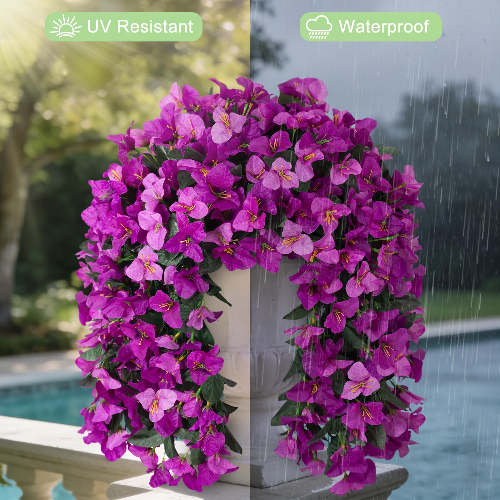 Fake Bougainvillea Artificial Flowers for Outdoors Decoration 2 pcs Faux Hang…