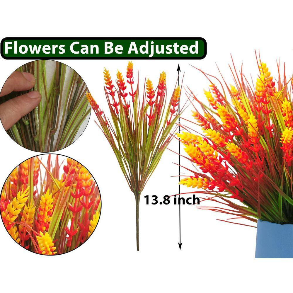 5 In. H Orange Artificial Mums Flowers 20-Piece UV Resistant Outdoor Fake Plants
