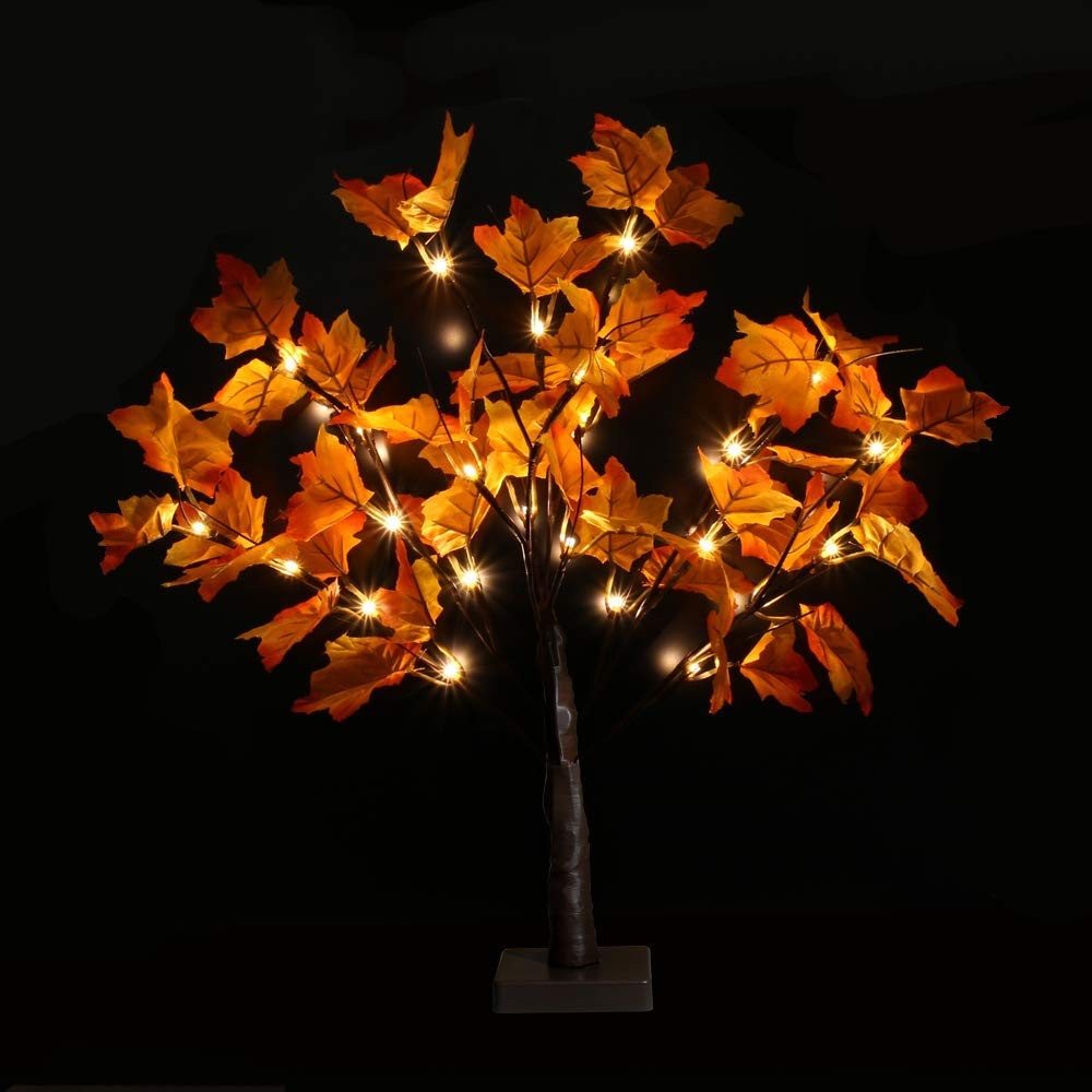 Artificial Fall Lighted Maple Tree 24 LED 1 Pack,