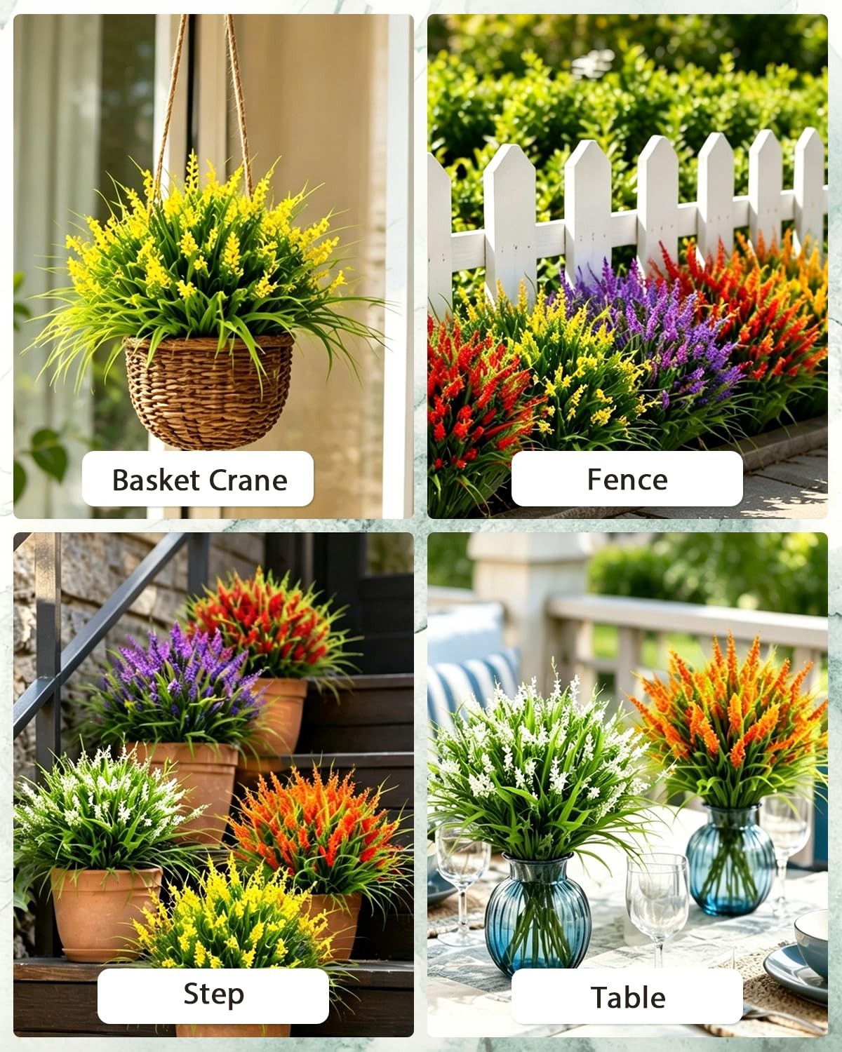 48 Bundles Decor Artificial Flowers, Outdoor Flowers All Weather Resistant, F…