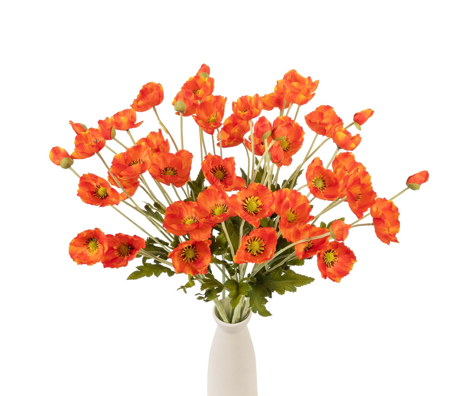 12 PCS Premium Orange red Poppy Artificial Flowers,22.4’’Fake Faux Silk Poppi…