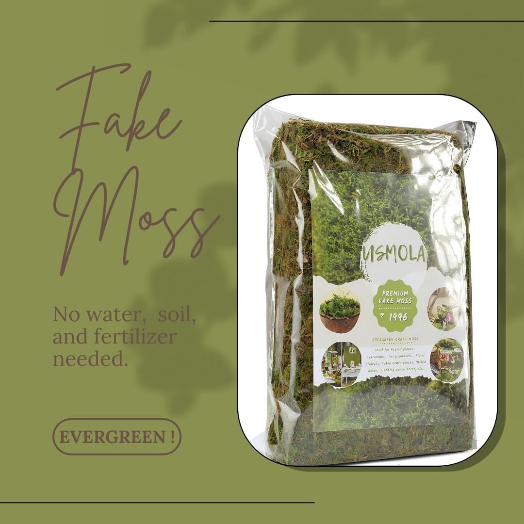“Fake Green Moss for Potted Plants, 4OZ Artificial Moss for DIY Crafts, Faux Mos