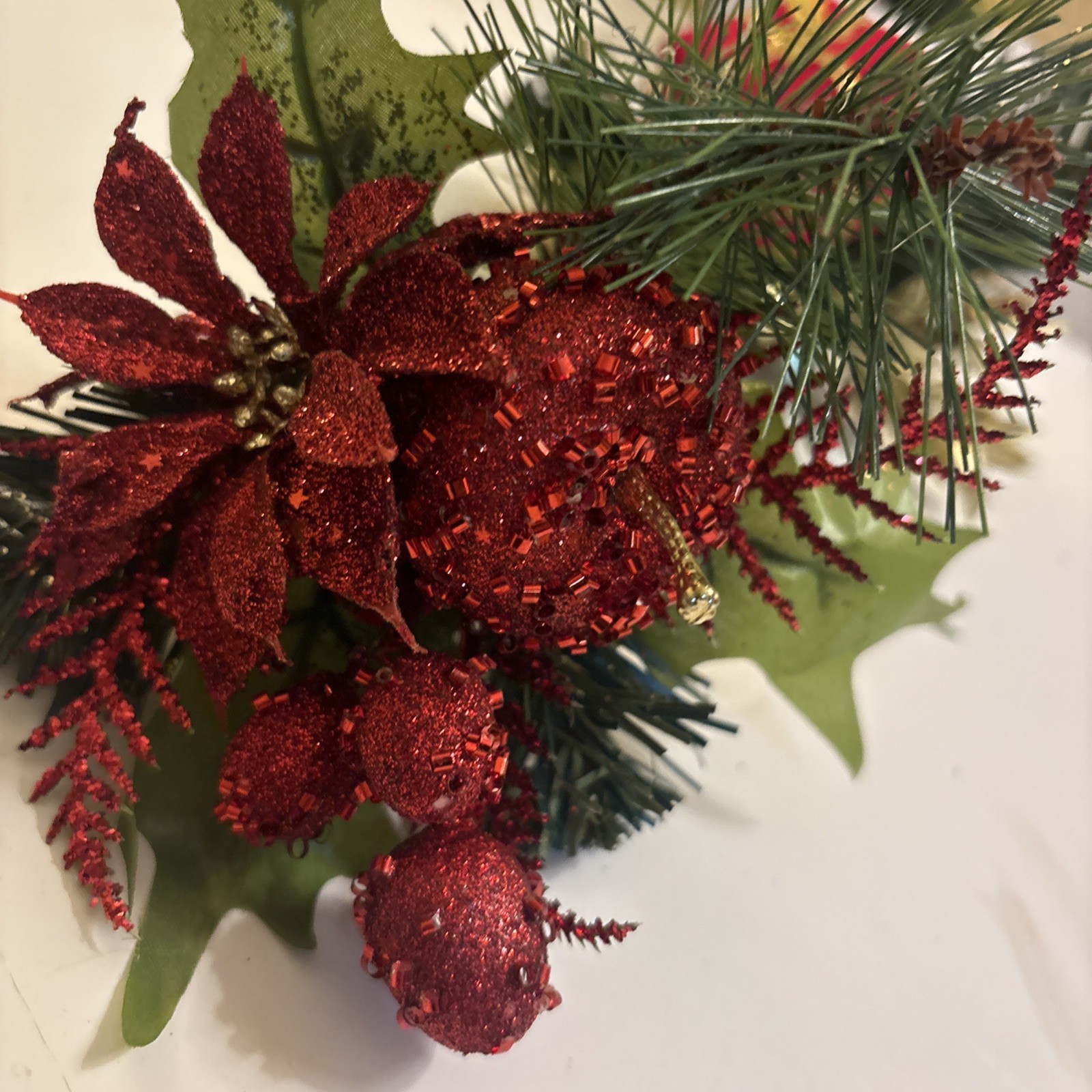 Vtg Christmas Winter Plastic Greenery Plastic Floral Pick Set Of 3 (a47