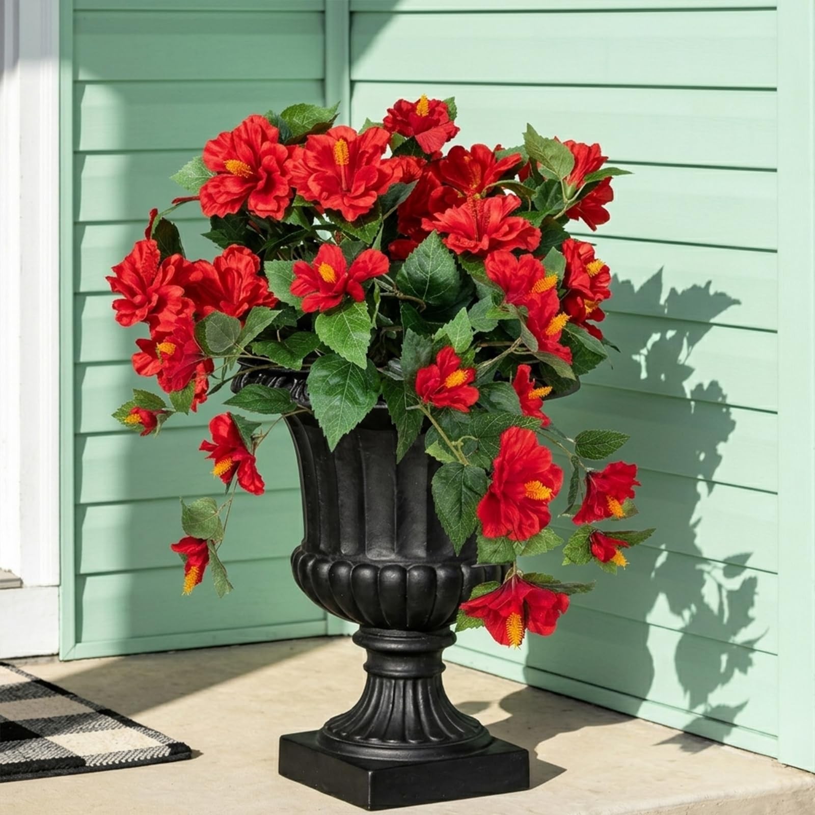 2PCS Artificial Hibiscus Flowers, 19.6in Tropical Faux Hibiscus Stems with Ca…