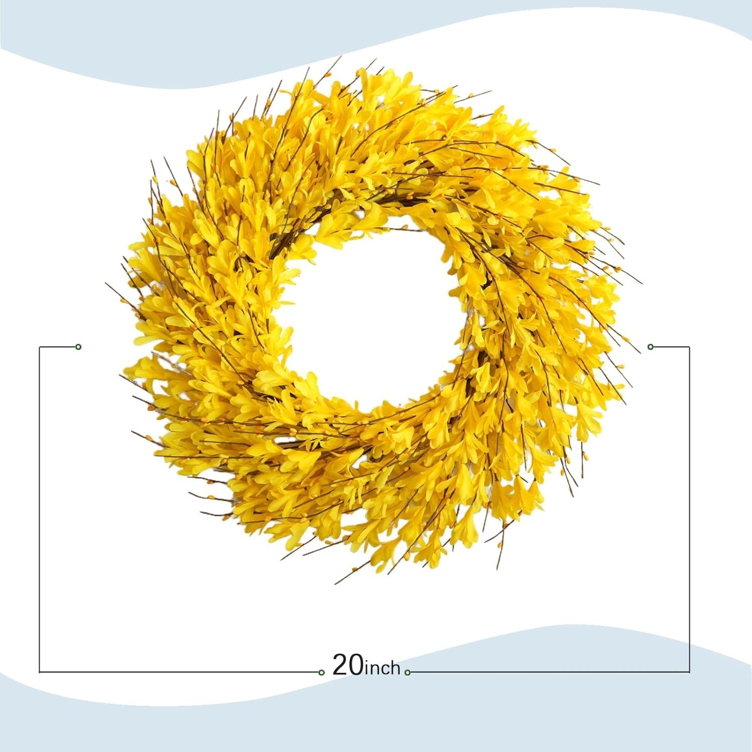 22-Inch Lifelike Forsythia Flower Wreath – Elegant Spring & Summer Decor