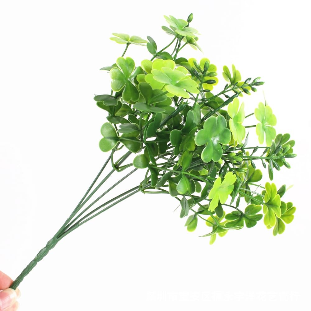 5 PCS Artificial Shamrock Flower Bush Fake Clover Plants for St Patricks Day,…