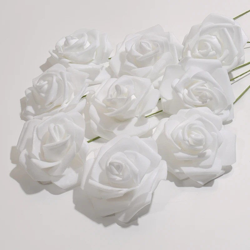 50Pcs Artificial Fake Rose PE Flower Head Wedding Party Garden Home Decor US