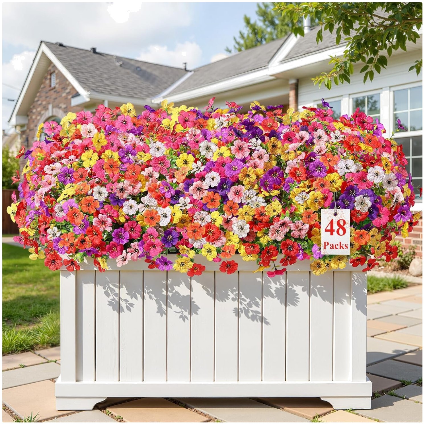 Realistic Artificial Flowers for Outdoors – 48 Pcs