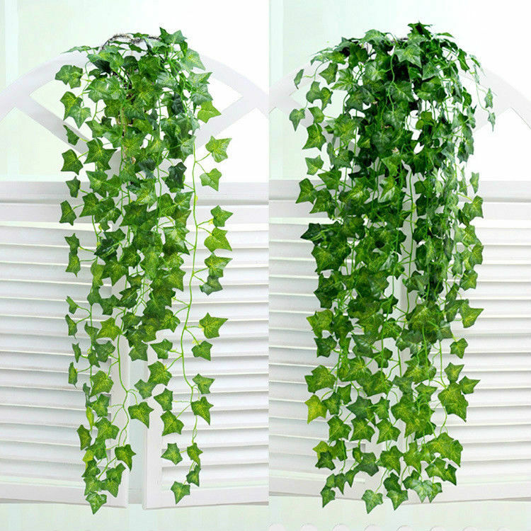 2 X Artificial Ivy Leaf Hanging Garland Plant Fake Foliage Festival Adorn Green