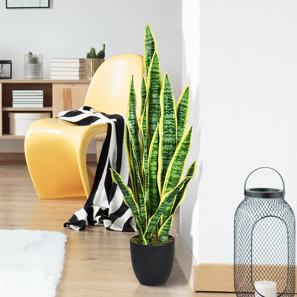 Costway Artificial Snake Plant 35.5″ Fake Sansevieria Indoor/Outdoor Decoration