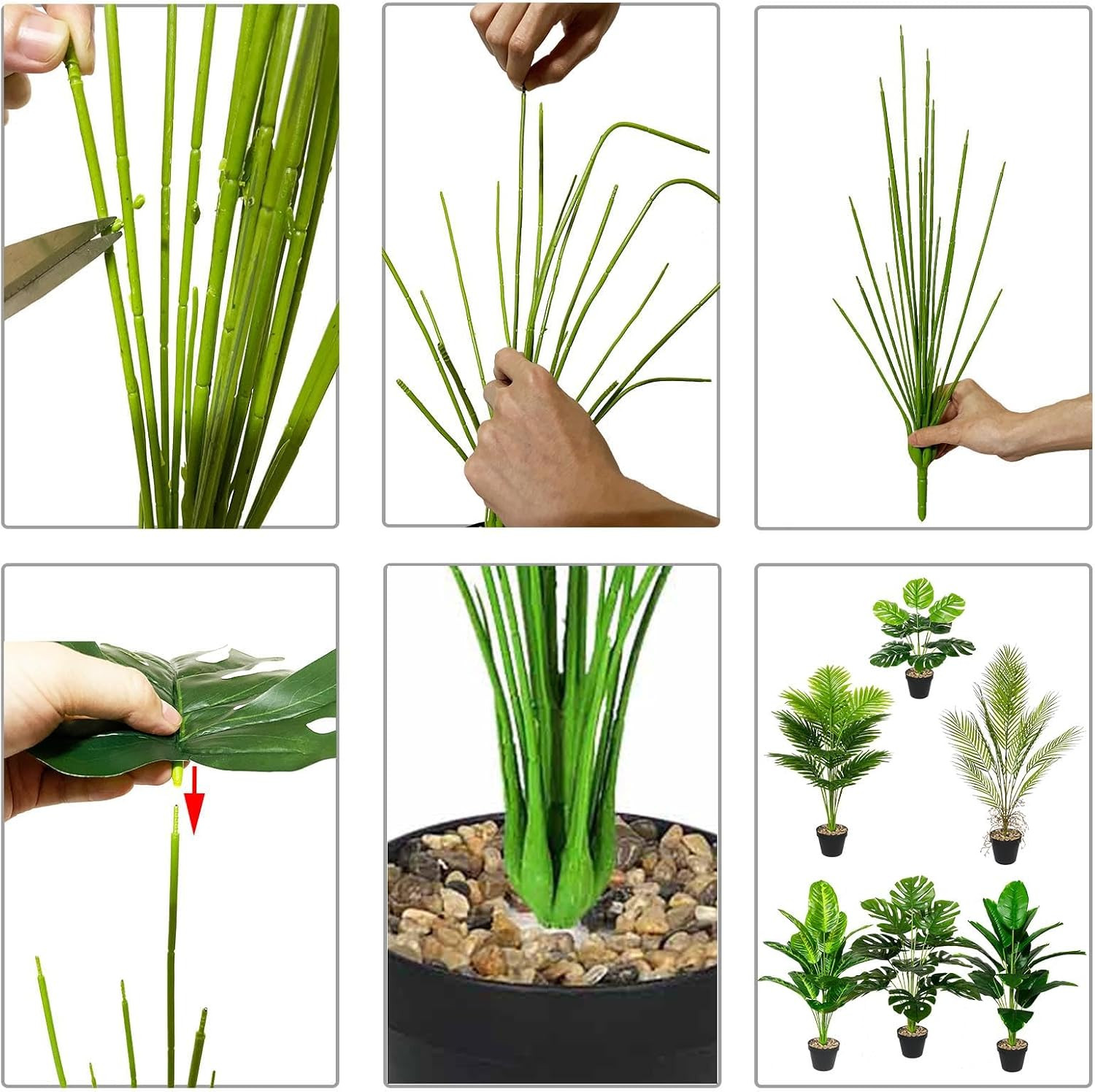 Artificial Plant in Pot Fake Tree Trunks Leaves Faux Potted for Indoor Outdoor