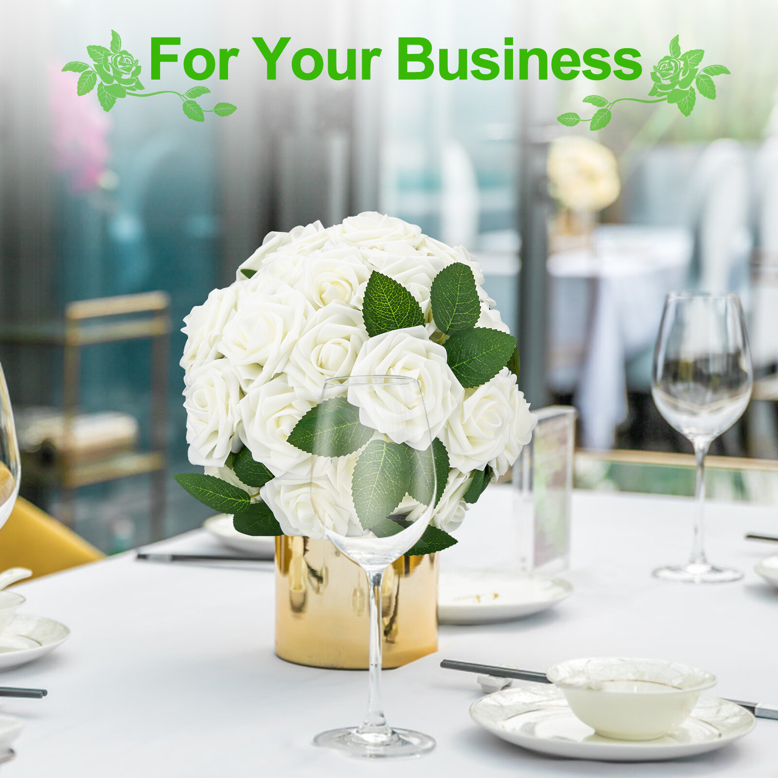 US 25/50pcs Artificial Flowers Real Looking Foam Rose Decoration DIY for Wedding