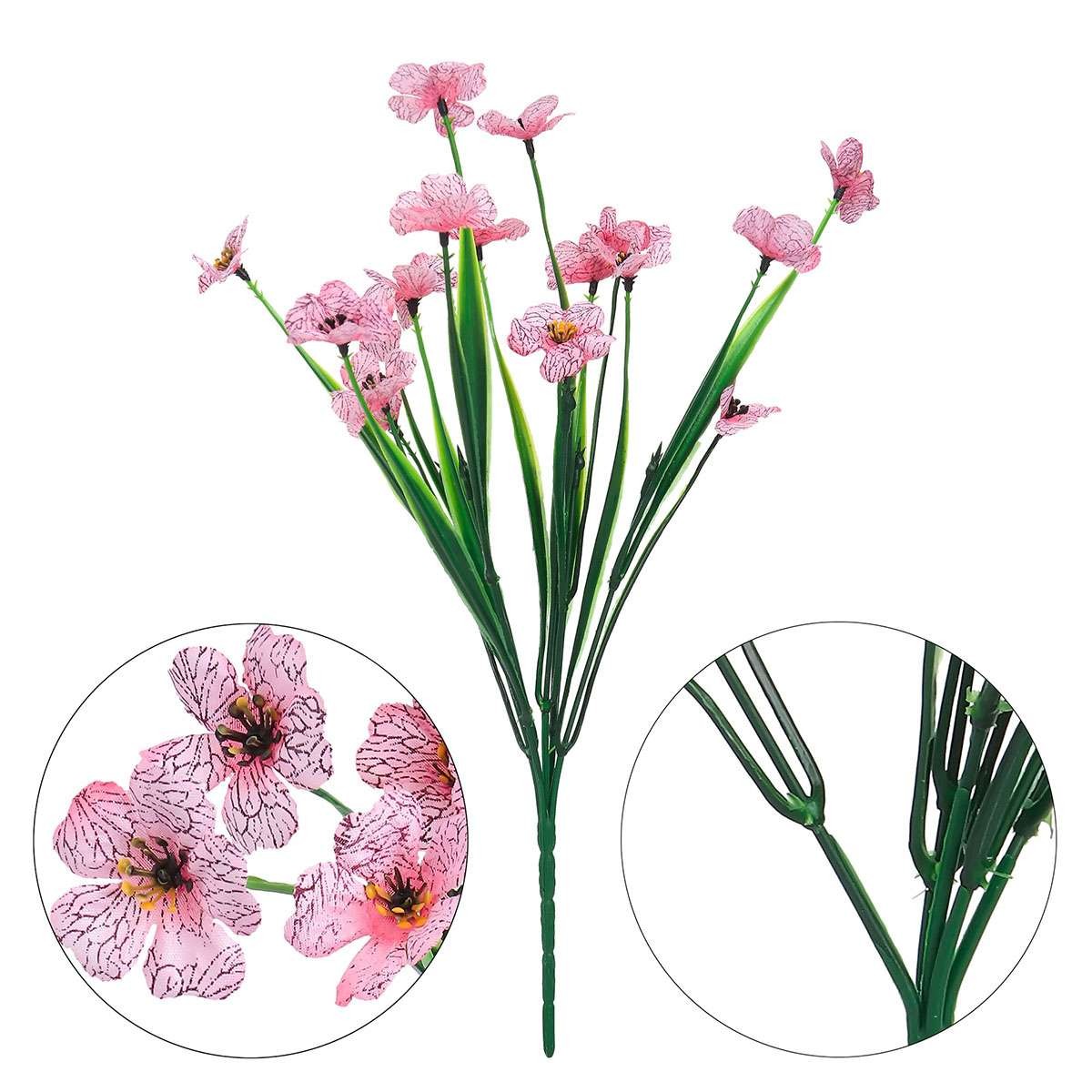 2 Bundles Outdoor Artificial Flowers UV Resistant Plastic Plant Silk Flower NEW