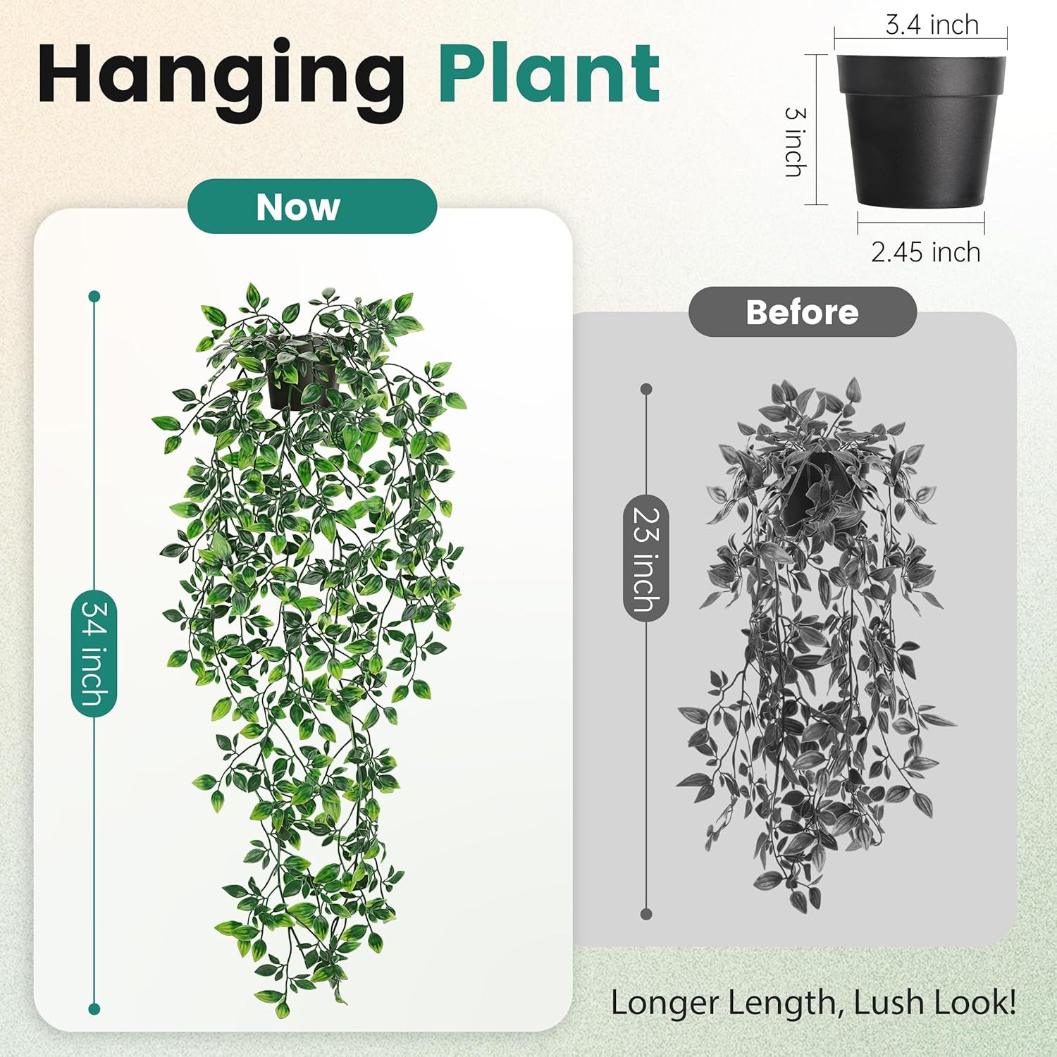 34″ Fake Hanging Plant Artificial for Bathroom Shelf Wall Decor | Artificial han
