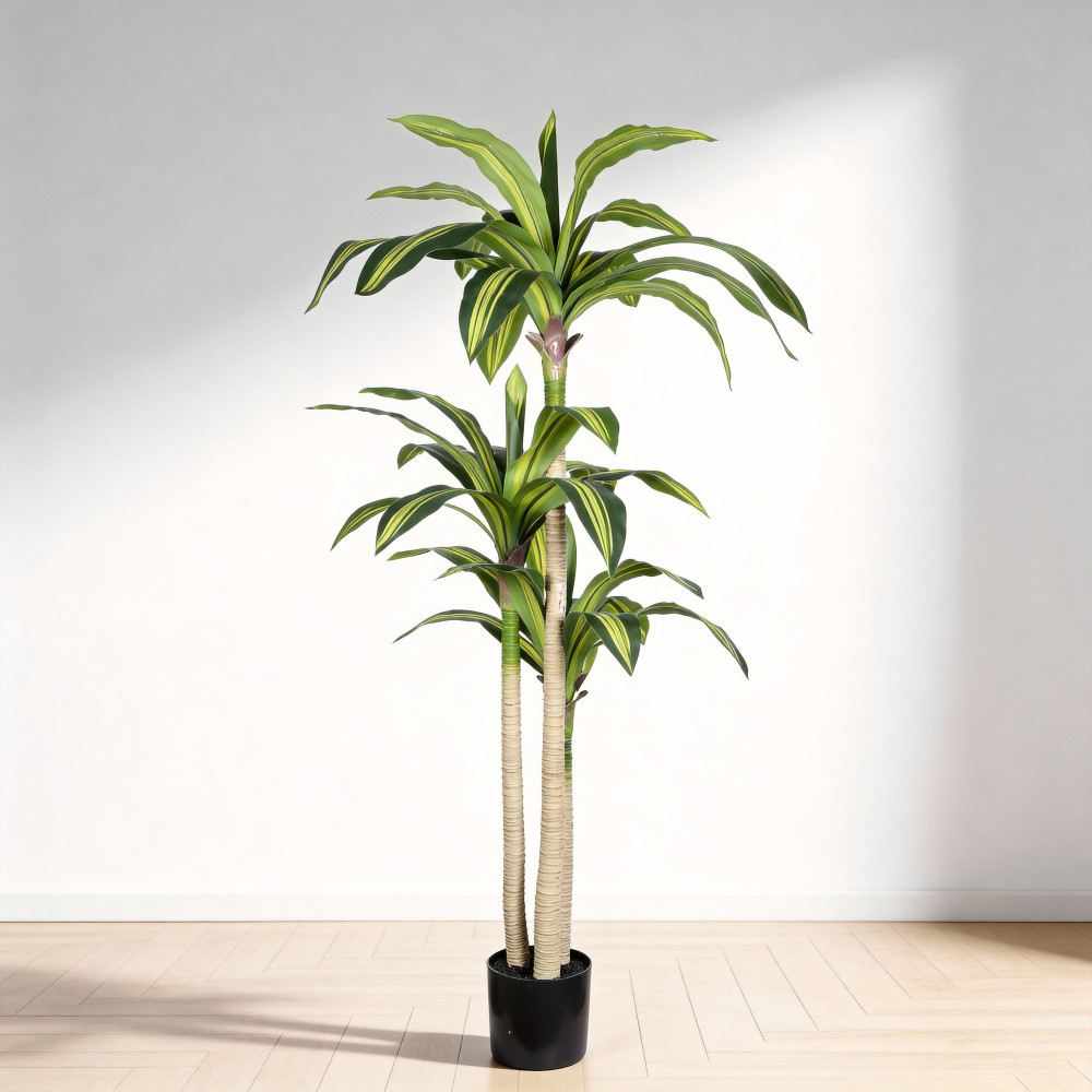 Artificial Dracaena Tree with Black Plastic Pot, 1pc/set