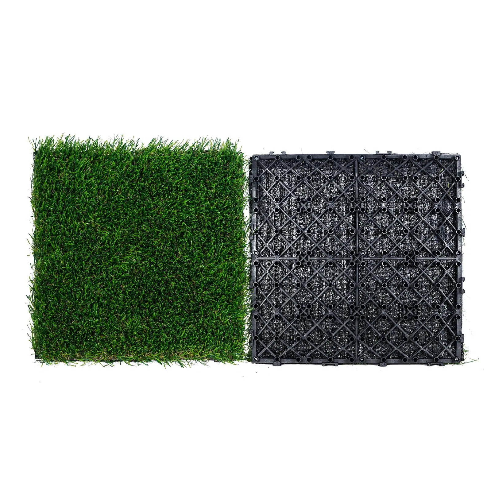 Artifical Grass Tiles Interlocking Turf Deck Set, 18 Pack – 12″x12″, Synthetic F