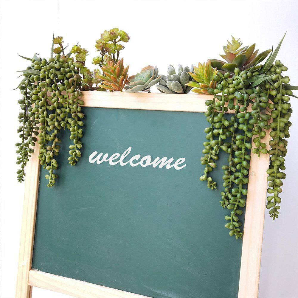 4-Pcs 13.4 In. Dark Green Indoor Artificial Succulent Picks W/ Trailing Stems fo