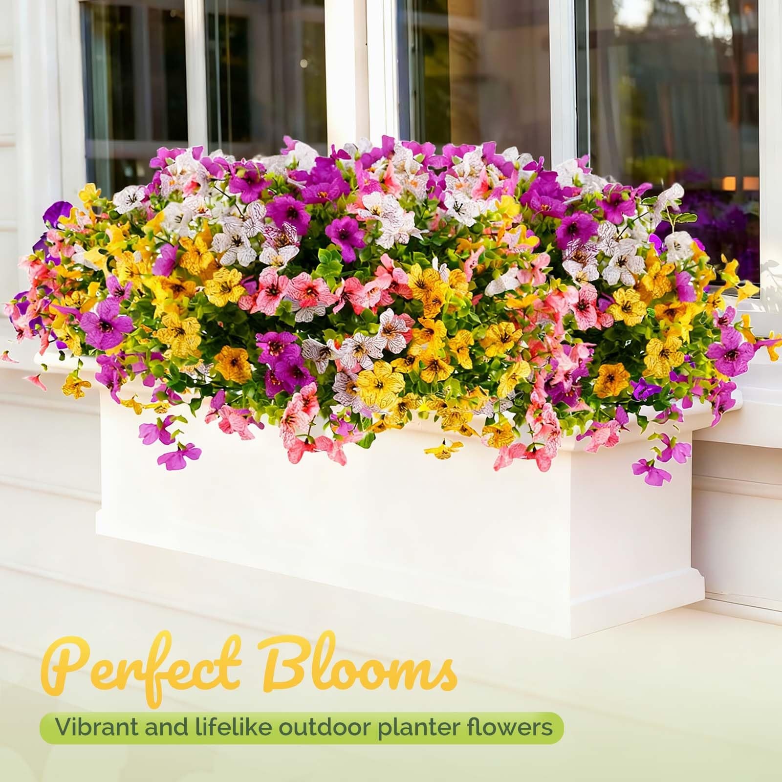12 Bundles Outdoor Artificial Flowers for Home Decoration,Mixed Realistic Pla…