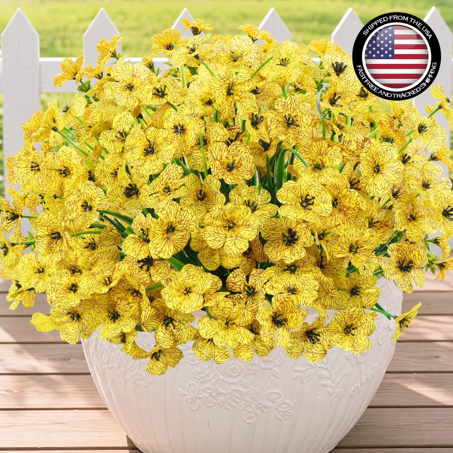 24 Bundles Artificial Flowers for Outdoors UV Resistant Silk Fake Flowers Faux