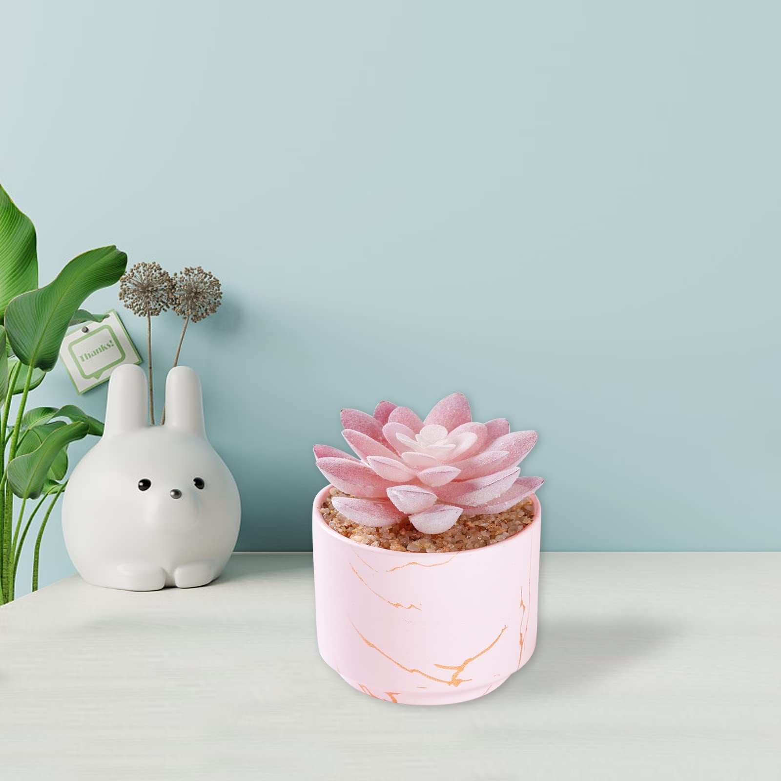 Pink Artificial Succulent Plant Cute Decor for Office Home Modern Aesthetic