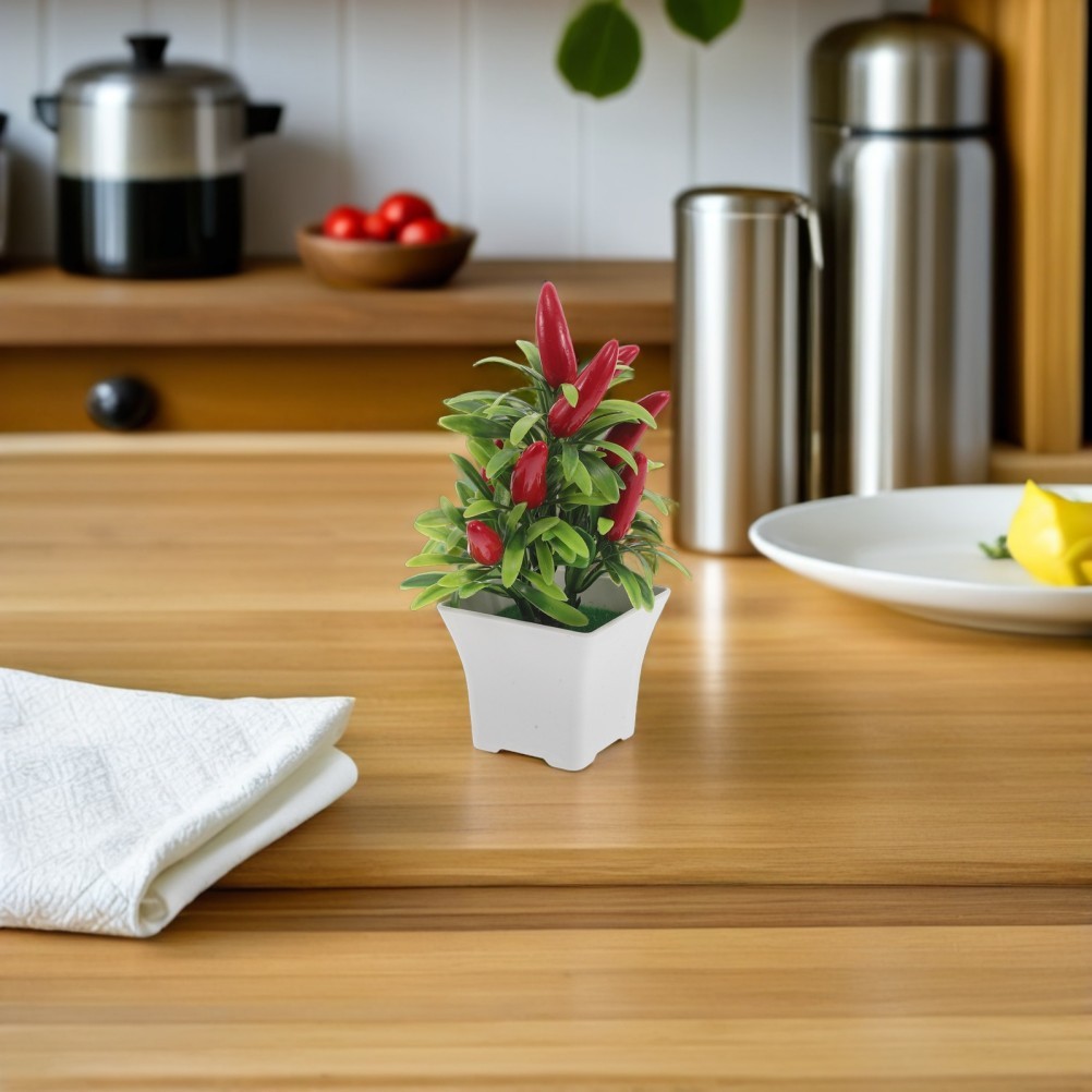 6Pcs Lifelike Artificial Pepper Tree Bonsai Reusable Decor for Office and Home