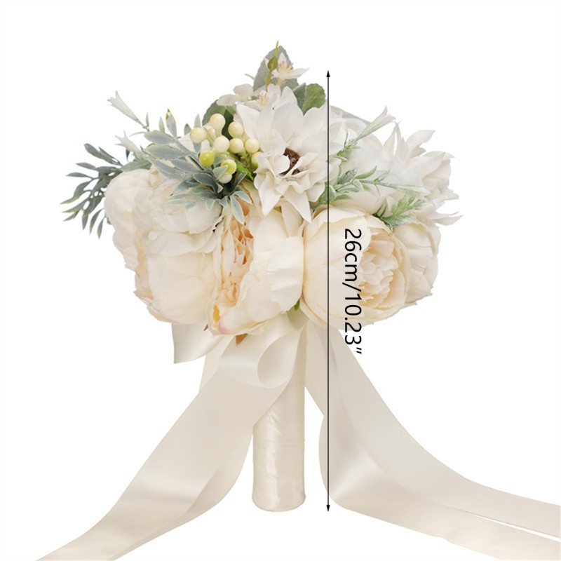 White Silk Flowers Ornament Handheld Flowers Wedding Valentine Day Party Decor