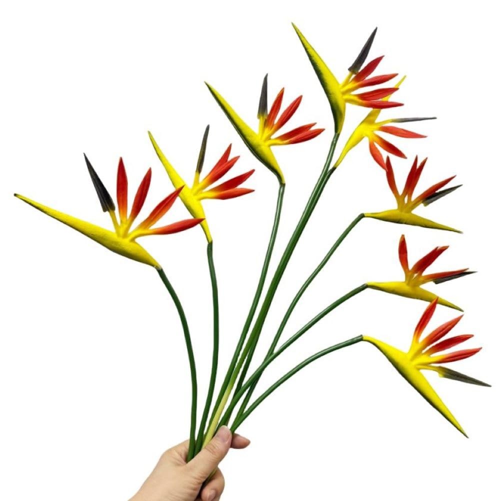 8 Pack 21-1/2 Inch Artificial Bird of Paradise Flowers Green Plant Home Garden