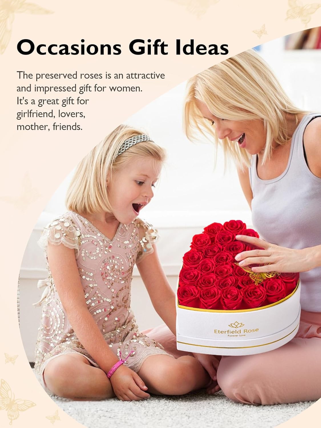 27-Piece Forever Flower Heart Shape Box – Preserved 27 Roses Red