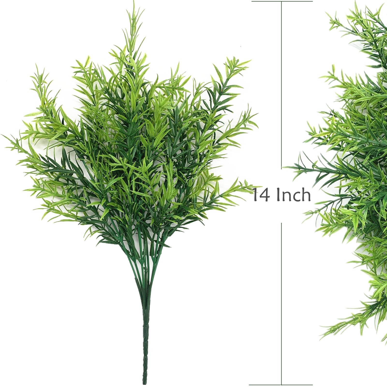 Artificial Plants, Fake Rosemary Shrubs 6 Pack, Faux Fern Stems Plastic Green…