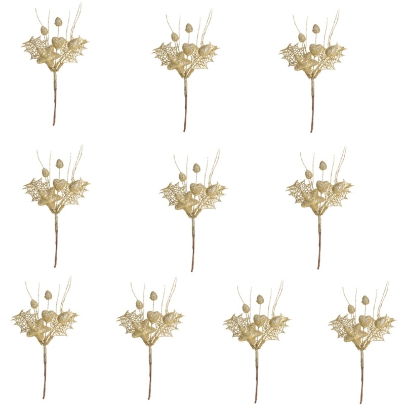 Decorative Gold Berries Sparkling Branch for Christmas Tree Vase Fillers
