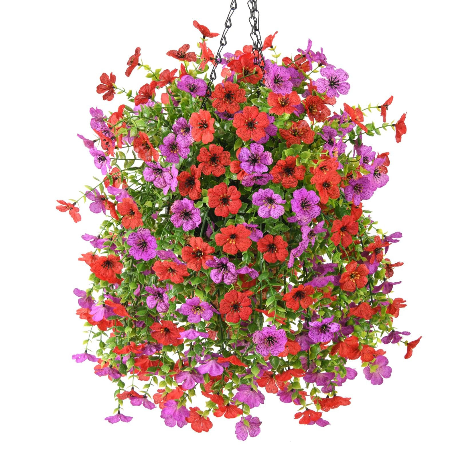 INQCMY Artificial Hanging Flowers with Basket for Spring Outdoor Decoration 3…