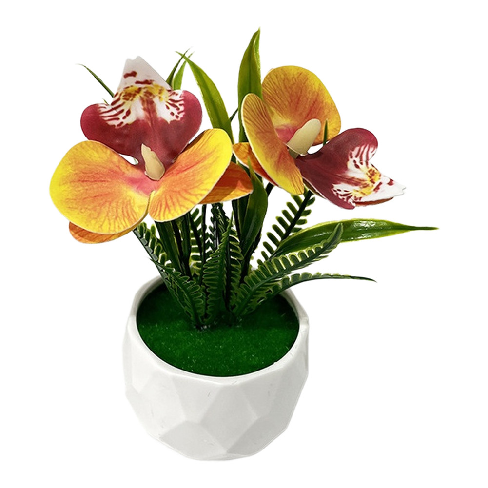 Soft Rubber Miniature Orchid Plant in Pot White Purple Orange Blue Red Options