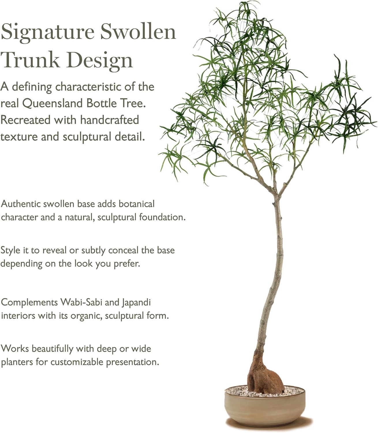 6.5FT Queensland Bottle Tree Sculptural Faux Tree for Japandi & Wabi-Sabi